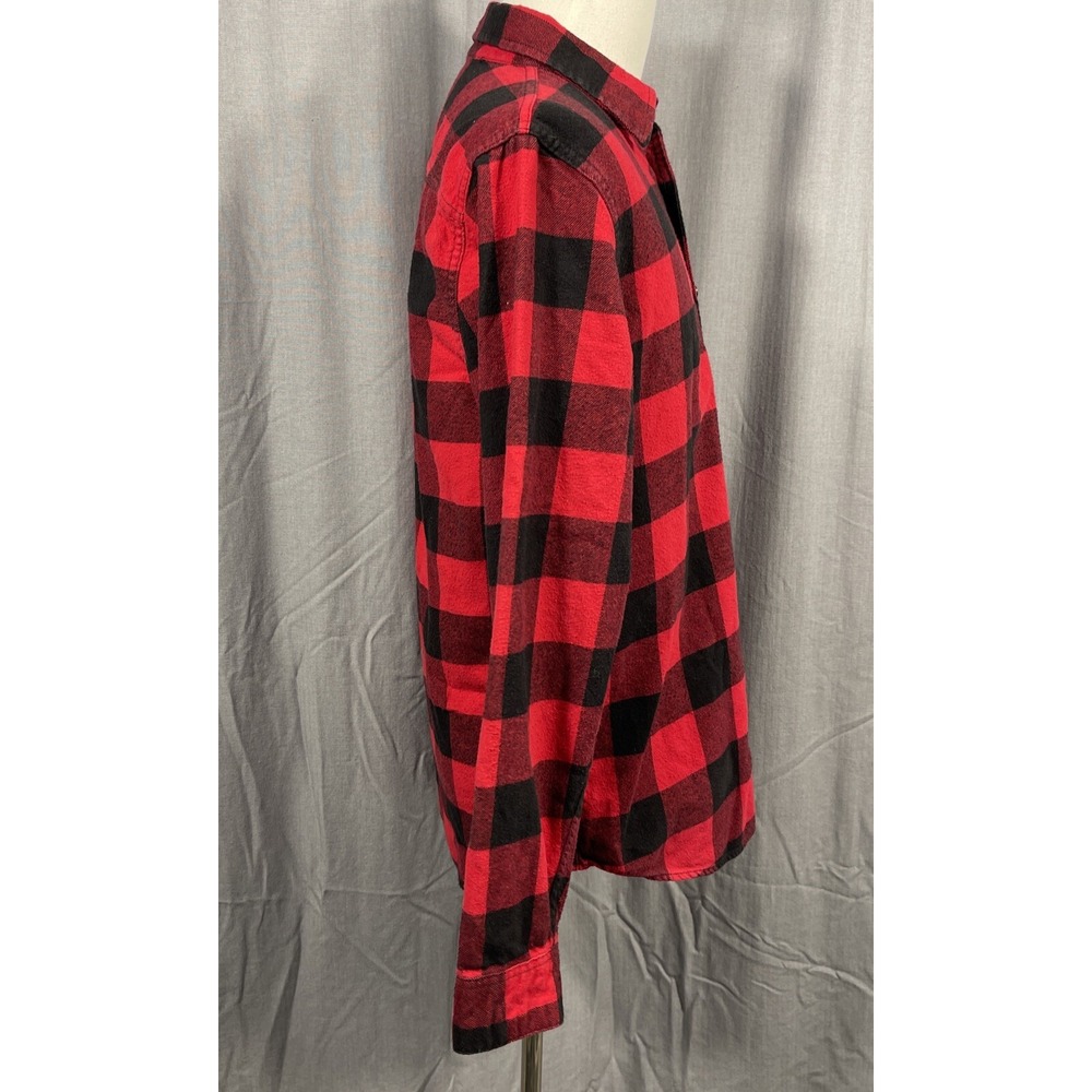 Hollister Red Black Buffalo Check Flannel Shirt Mens Medium Long Sleeve - Picture 5 of 8